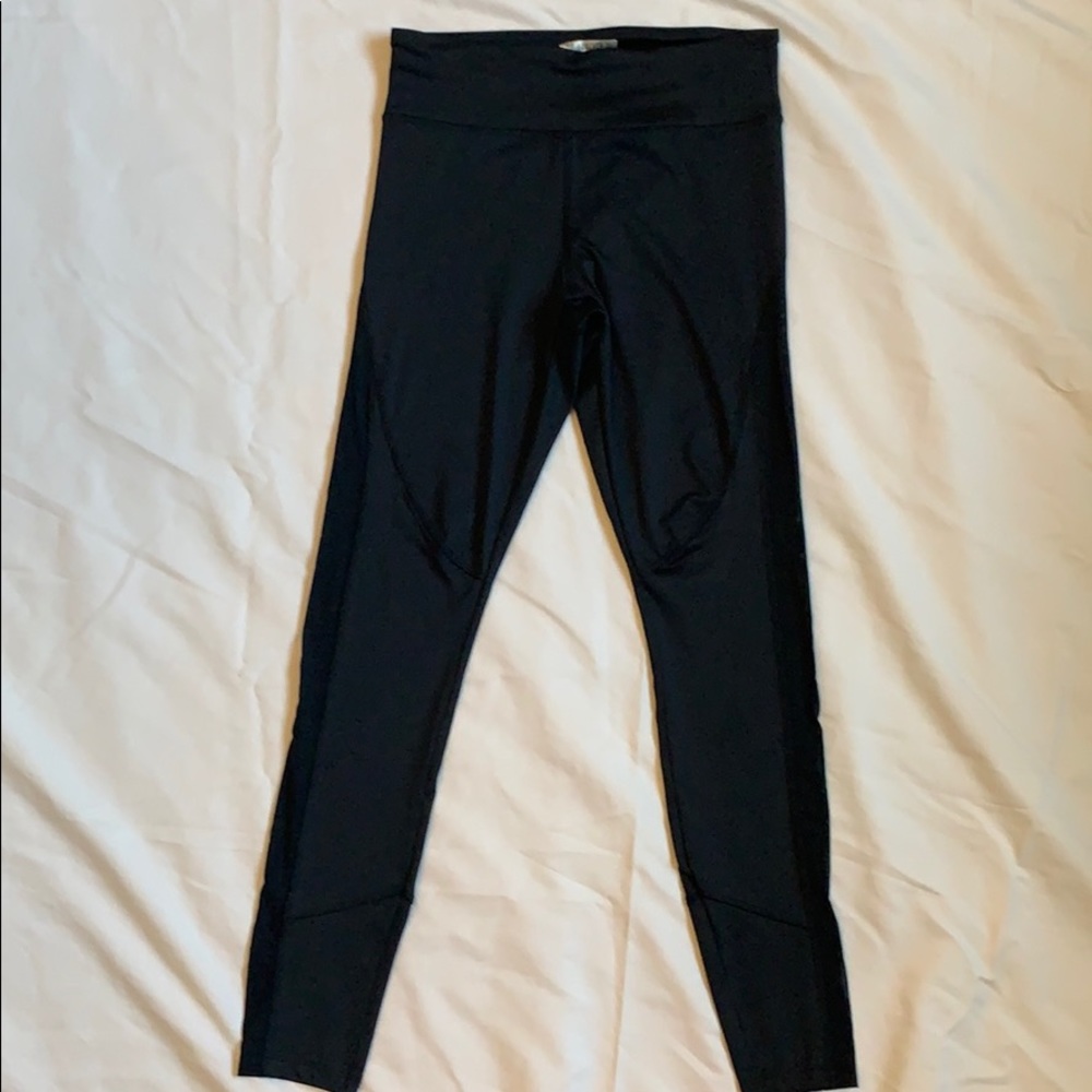Black Exercise Leggings w/ Sheer Panels on Legs